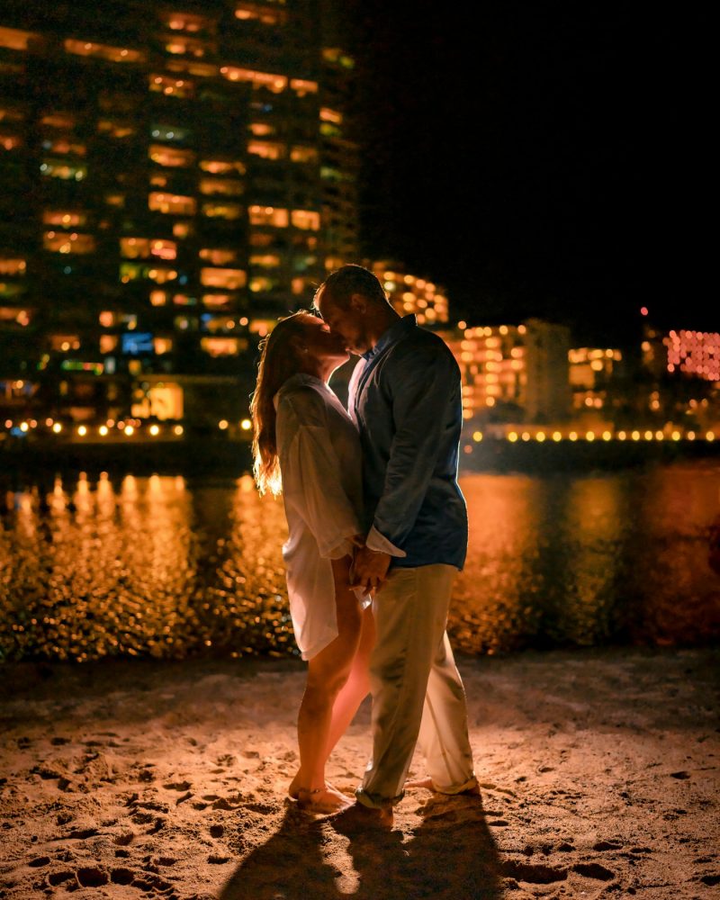 City Night Couple Portrait with Bokeh — style reference photo